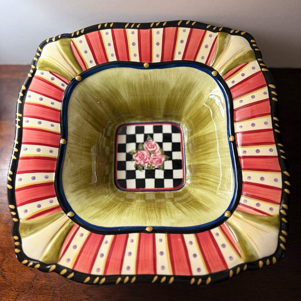 Amber Rose 12” Square Footed Bowl